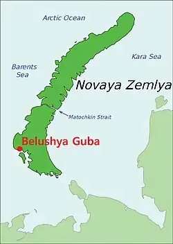 Localização de Belushya Guba (Belushye)