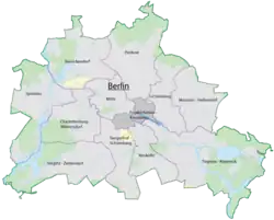 Localização de Friedrichshain-Kreuzberg em Berlim