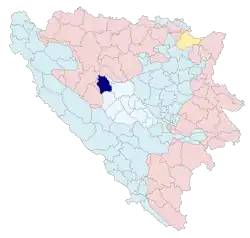 Localização de Jajce na Bósnia e Herzegovina
