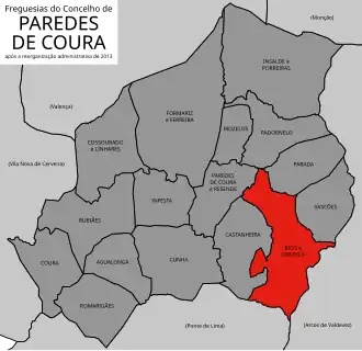 Localização no município de Paredes de Coura