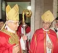 Dom Maurício com dom Bashar Warda durante a vigilia de Pentecostes na catedral de Lodi, 14 de maio 2016.