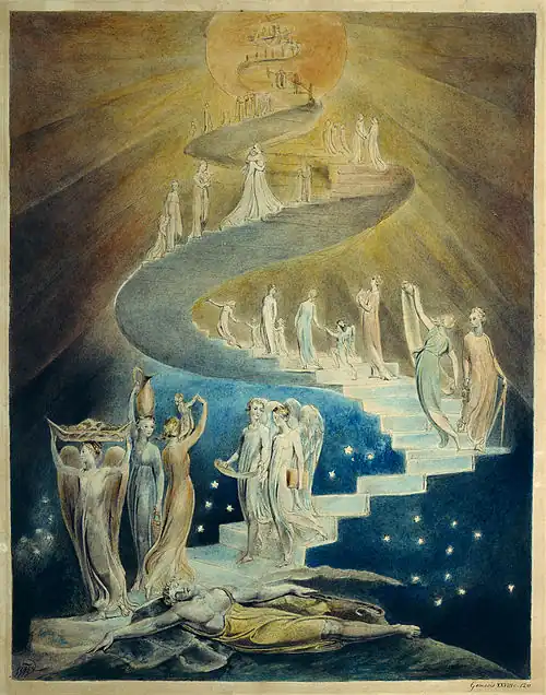 William Blake: A escada de Jacó, c. 1800. British Museum