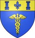 Brasão da comuna francesa de Saint-Pantaléon, mostrando um caduceu.