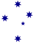 Cruzeiro do sul com estrelas de sete pontas, semelhante a da bandeira australiana