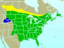 Amarelo: Reprodução Verde: todo o ano Residente Azul: Inverno