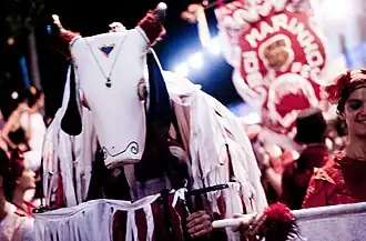 Manifestação em Olinda com elementos de dois folguedos cujos registros mais antigos foram feitos em Pernambuco: o Cavalo-Marinho e o Bumba meu boi.[44][45]