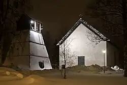 A igreja de Boliden no inverno