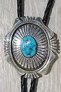 Bolo tie navajo de turquesa e prata