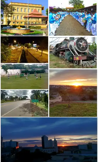 De cima para baixo da esquerda para a direita: Sede do 7º Batalhão de Polícia Militar, na Vila Militar; Corte de Reinado, da tradicional Festa do Reinado (Congado) na cidade; Avenida Doutor Roberto de Melo Queiroz, na divisa dos Bairros Novo São José (esquerda) e Jardim dos Anjos (direita); Antiga Locomotiva da Estrada de Ferro Paracatu, localizada do Museu Ferroviário, na Praça da Estação; Vista do Estádio Municipal Chico Marques, durante o Grande Clássico entre Associação x Famorine, válido pelo Campeonato Regional de Futebol Amador do Alto São Francisco; Pôr do Sol visto do Bairro Vila Gontijo, na altura da Praça São Sebastião; Trecho da BR-262, próximo ao trevo de Bom Despacho; Visão Panorâmica do entardecer da Praça da Matriz, céu nublado, com destaque para a Igreja Matriz Nossa Senhora do Bom Despacho, Igreja Sede da Paróquia Nossa Senhora do Bom Despacho, no Centro.