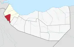 Localização do distrito de Borama na região de Awdal.