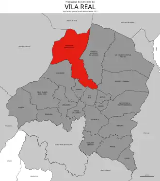 Localização no município de Vila Real