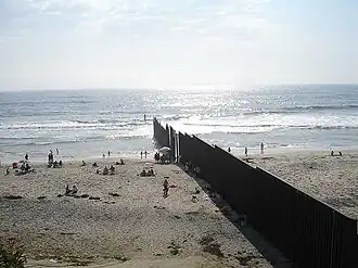 Praia em Tijuana na fronteira