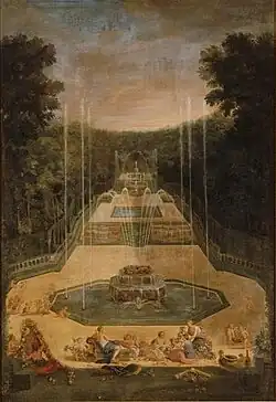 "Bosquet des trois fontaines-vue du côté" de Jean Cotelle, c. 1693.