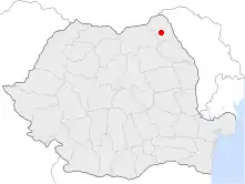 Localização de Botoșani na Romênia.