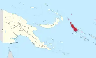 Bougainville no mapa de Papua-Nova Guiné
