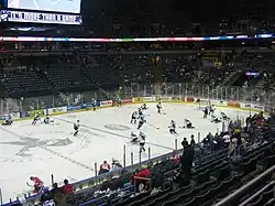 Interior na configuração para hóquei no gelo