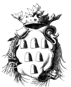 Brasão da Capitania da Paraíba, como apresentado na obra Rerum per octennium in Brasilia, de Gaspar Barléu.[4]