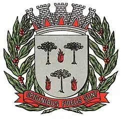 Armas do município de Espírito Santo do Pinhal, Brasil (Campo de prata)