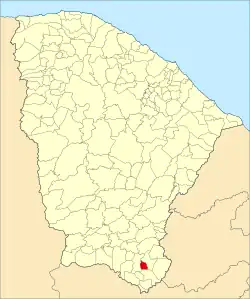 Localização de Abaiara no Ceará