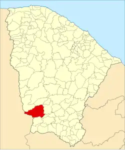 Localização de Aiuaba no Ceará