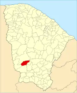 Localização de Arneiroz no Ceará