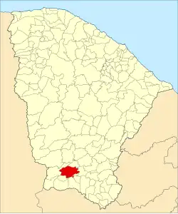 Localização de Assaré no Ceará