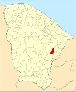 Localização de Jaguaribara no Ceará