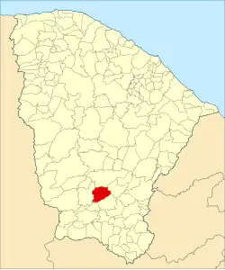 Localização de Jucás no Ceará