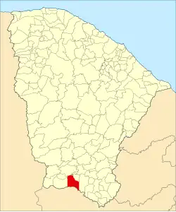 Localização de Santana do Cariri no Ceará