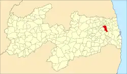 Localização de Araçagi na Paraíba