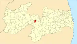 Localização de Areia de Baraúnas na Paraíba