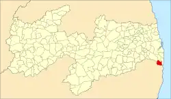 Localização de Caaporã na Paraíba