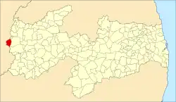 Localização de Cachoeira dos Índios na Paraíba