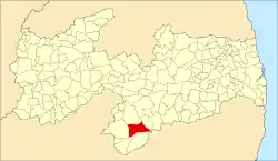 Localização de Camalaú na Paraíba