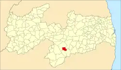 Localização de Coxixola na Paraíba