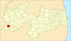 Localização de Ibiara na Paraíba