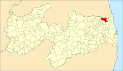 Localização de Jacaraú na Paraíba