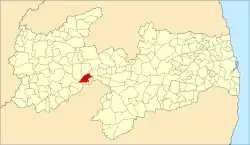 Localização de Mãe d'Água na Paraíba