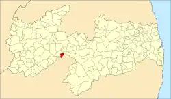 Localização de Matureia na Paraíba