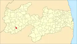 Localização de Nova Olinda na Paraíba