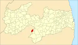 Localização de Ouro Velho na Paraíba