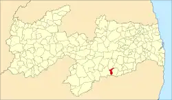 Localização de Riacho de Santo Antônio na Paraíba