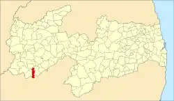 Localização de São José de Princesa na Paraíba