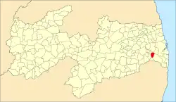 Localização de São Miguel de Taipu na Paraíba