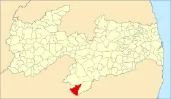 Localização de São Sebastião do Umbuzeiro na Paraíba