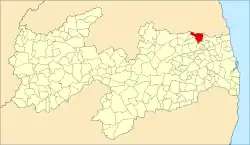 Localização de Tacima na Paraíba