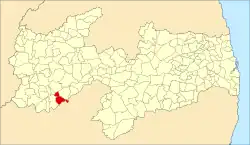 Localização de Tavares na Paraíba