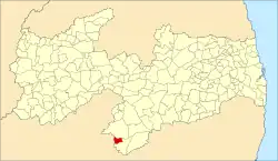 Localização de Zabelê na Paraíba