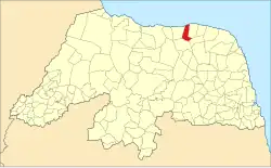 Localização de Caiçara do Norte no Rio Grande do Norte