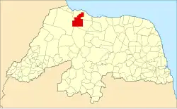 Localização de Serra do Mel no Rio Grande do Norte